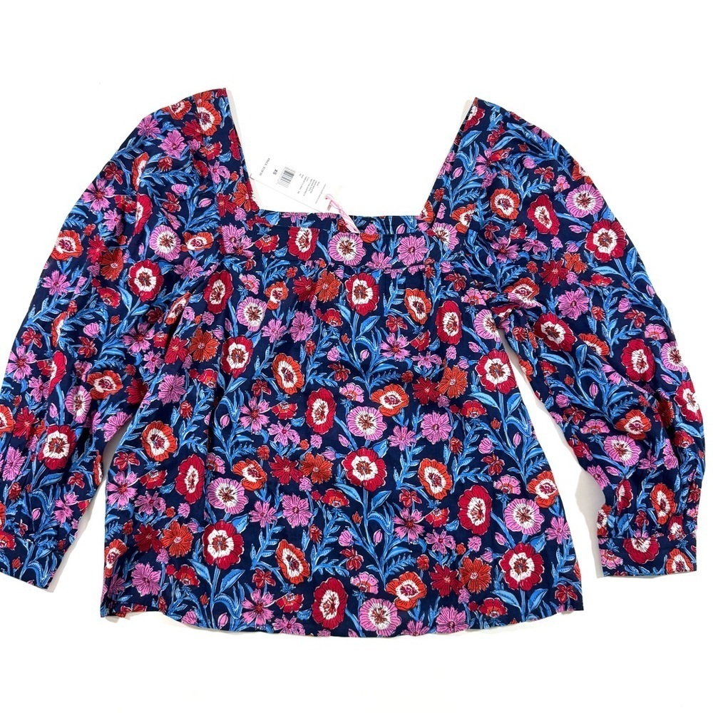 New Vineyard Vines Tisbury Floral Square Neck Blouse